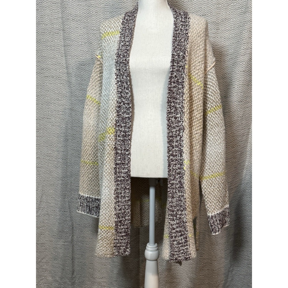 Dex Oversized Knit Sweater Duster Cardigan Multi Color Beige Pink M